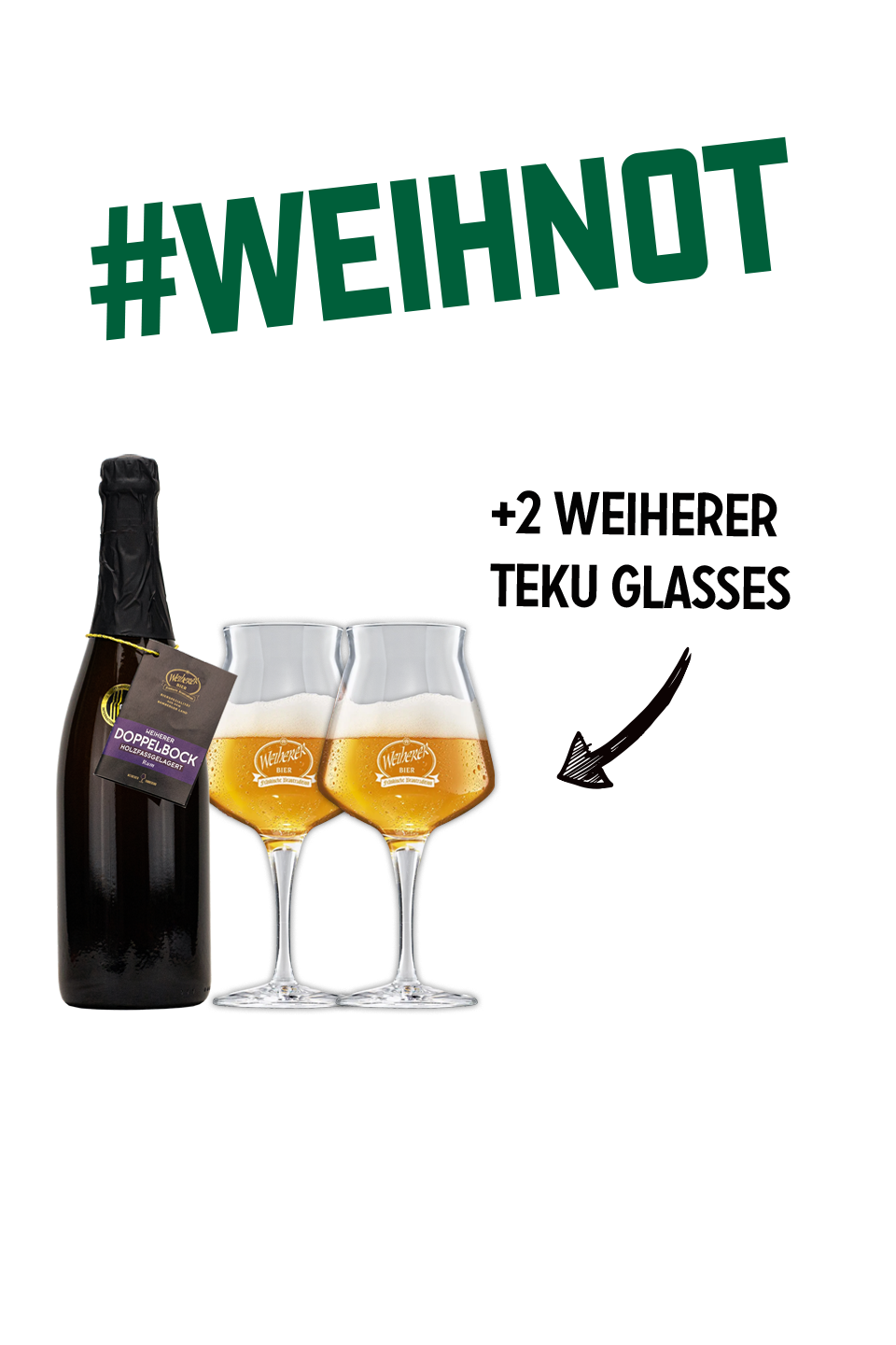 Geschenkpaket Weiherer Doppelbock Holzfassgelagert Rum 0,75l + 2 Teku-Pokale